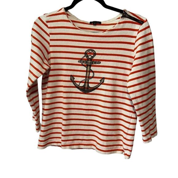 Revolve Massimo Dutti Anchor Print Striped Boatneck Sweater - Picture 2 of 7
